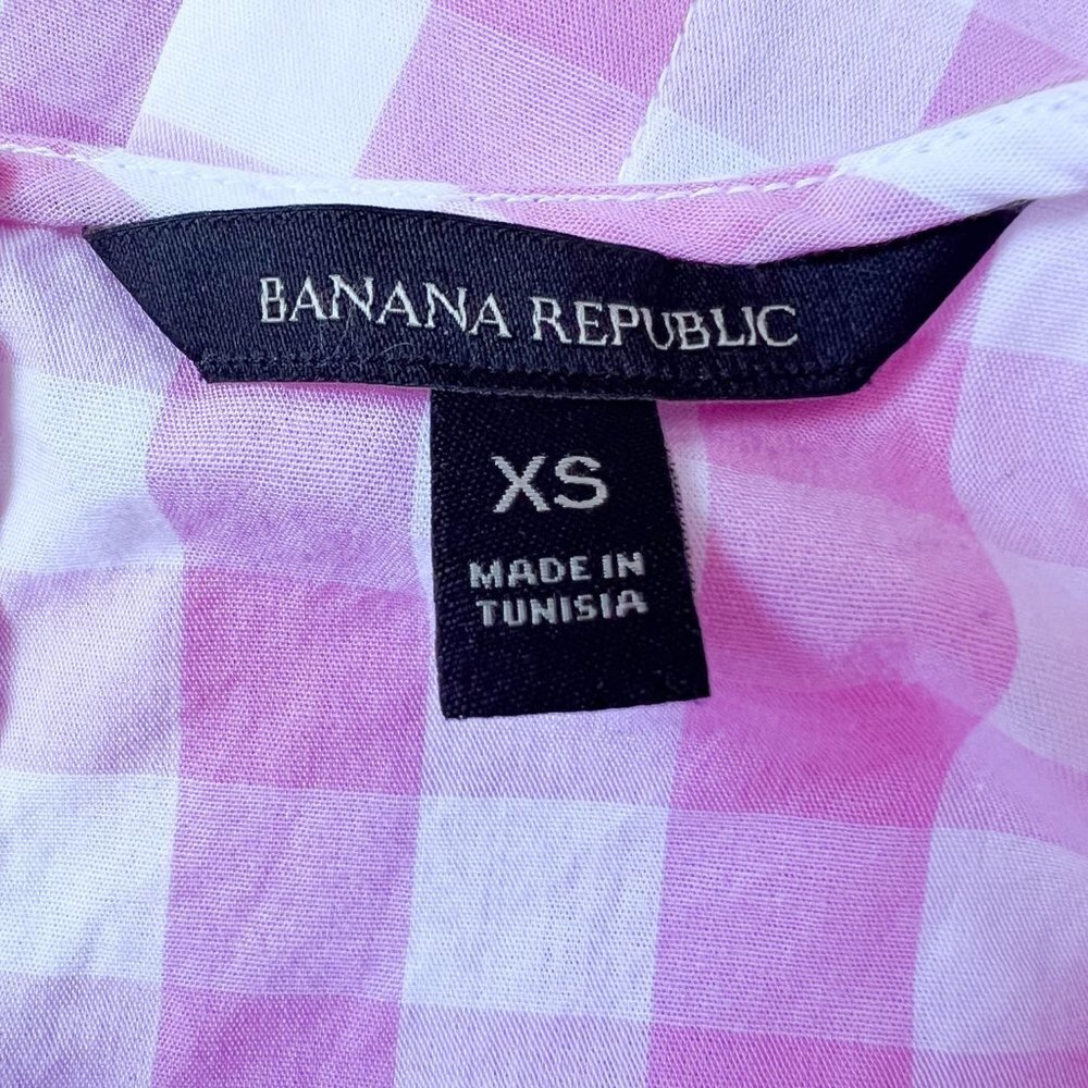 Banana Republic Pink Gingham Tie Sleeve Top Extra Small XS - Picture 5 of 8